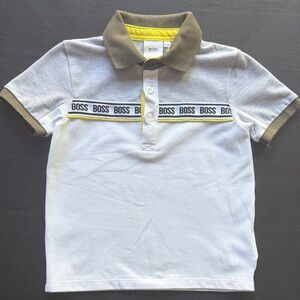 Boss Kids Polo Shirt in White, Yellow, and Brown